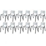 Cadeira Iso Base Preto Escola, Escritório Branco - Kit 12 Un