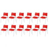 Cadeira Iso Base Branco Escola, Escritório Vermelho Kit 12 Un