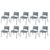 Cadeira Iso Base Cinza Escola, Escritório Cinza Kit 10 Un