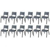 Cadeira Iso Base Preto Escola, Escritório Cinza - Kit 12 Un