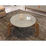 Mesa De Centro Circular Para Sala De Estar Lizz Off-white/cedro
