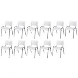Cadeira Iso Base Cinza Escola, Escritório Branco Kit 11 Un