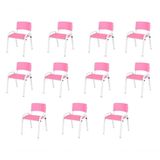 Kit 11 Cadeira Iso Infantil Creche, Escola Base Branco Rosa