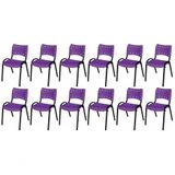 Cadeira Iso Base Preto Escola, Escritório Violeta Kit 12 Un