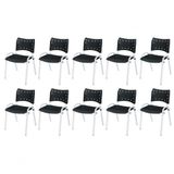 Cadeira Iso Base Branco Escola, Escritório Preto Kit 10 Un