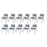 Cadeira Iso Base Cinza Escola, Escritório Cinza Kit 11 Un