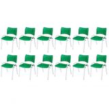 Cadeira Iso Base Branco Escola, Escritório Verde Kit 12 Un