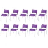 Cadeira Iso Base Branco Escola, Escritório Violeta Kit 10 Un