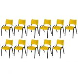 Cadeira Iso Base Preto Escola, Escritório Amarelo Kit 11 Un