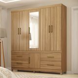 Guarda-roupa Casal Com Espelho 6 Portas 4 Gavetas 192cm Multimóveis Cr35285 Amêndola Touch