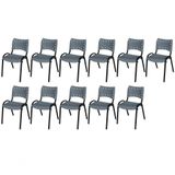 Cadeira Iso Base Preto Escola, Escritório Cinza Kit 11 Un