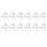 Cadeira Iso Base Branco Escola, Escritório Branco Kit 12 Un