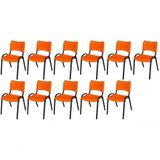 Cadeira Iso Base Preto Escola, Escritório Laranja Kit 11 Un