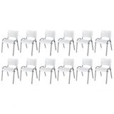 Cadeira Iso Base Cinza Escola, Escritório Branco Kit 12 Un