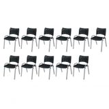 Cadeira Iso Base Cinza Escola, Escritório Preto Kit 11 Un