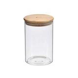 Pote Redondo De Vidro Com Tampa De Bambu 1,5 Litros Kenya