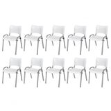 Cadeira Iso Base Cinza Escola, Escritório Branco Kit 10 Un