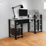 Mesa Office Londres Branco Com Prateleiras Para Objetos