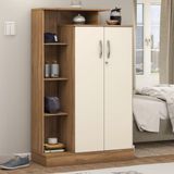 Sapateira Multiuso 2 Portas Com Chave 91cm Multimóveis Cr35293 Amêndola/off White