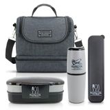 Kit Bolsa Térmica 2 Andares, Marmita, Porta Talheres E Porta Escova Preto