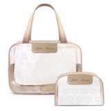Kit Bolsa E Nécessaire Transparente Love Dourado