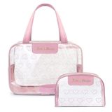 Kit Bolsa E Nécessaire Transparente Love Rosa