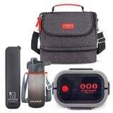 Kit Bolsa Térmica, Marmita, Garrafa 550ml, Porta Talheres Vibe Preto