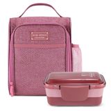 Kit Bolsa Térmica E Pote De Marmita 2 Andares Concept Rosa