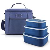 Kit Bolsa Térmica E Conjunto De Potes Marmita Azul
