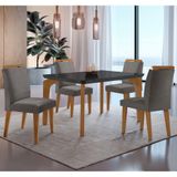 Conjunto Mesa Liz 120cm Com Vidro 4 Cadeiras Athenas Mod... Vel.grafite Grafite Imbuia Serig. Grafit