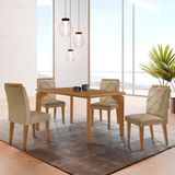 Mesa Liz 120 Mdf Canto Copo E Com 4 Cadeiras Melissa Turim 07/naturalle/naturalle