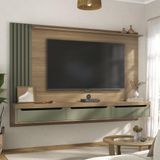Painel Com Suporte Para Tv Até 75 Polegadas 3 Gavetas Multimóveis Cr45317 Carvalho-menta