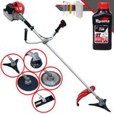 Roçadeira Anmax Cg430-p À Gasolina 43cc 2hp Com Faca 2 Pontas + Faca 3 Pontas + Faca 40 Dentes + Faca 80 Dentes + Carretel De Nylon + Óleo Toyama