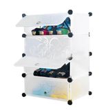 Sapateira Modular 4 Prateleiras Portatil Organizador Brinquedos Armario Quarto Sala Multiuso Branco