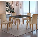 Conjunto Mesa Liz 120cm Mdf Com 4 Cadeiras Athenas Moderna Turim / Grafite / Imbuia
