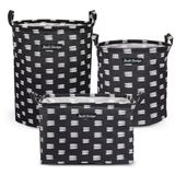 Kit 3 Cestos Multiuso Tecido 43l, 25l E 23l Preto Riscas
