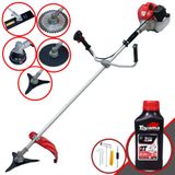 Roçadeira À Gasolina Anmax Cg430p-tb 43cc 2hp 9.000rpm Multifuncional Completa Com 5 Opções De Cortes + Óleo Toyama 2t