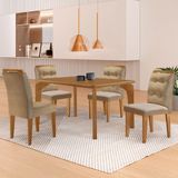 Mesa Liz 120 Mdf Canto Copo E Com 4 Cadeiras Carol Turim 07/naturalle/naturalle