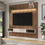 Painel Com Suporte Para Tv Até 75 Polegadas Com Led E 1 Porta Multimóveis Cr45314 Cinamomo-off White