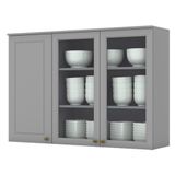 Armario Aereo 3 Portas Vidro Mdf 120 Cm Americana Henn