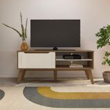 Rack Para Tv Até 60 Polegadas 134cm Com Pés Retrô 1 Porta Multimóveis Cr45323 Cinamomo/off White Cinamomo/off White