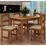 Conjunto De Mesa Com 4 Cadeiras Praiana Araúna Freijó E Bege