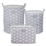 Kit 3 Cestos Multiuso Tecido 43l, 25l E 23l Cinza Riscas