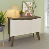 Aparador Buffet 110cm 3 Portas Com Pés Retrô Multimóveis Cr50128 Pinho-off White
