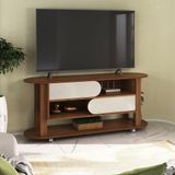 Rack Para Tv Até 65 Polegadas 150cm Com Rodízios 2 Portas Multimóveis Cr45326 Cedro/off White Cedro/off White