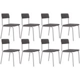 Kit 08 Cadeiras Estofada Para Sala De Jantar Sense Branco C01 Linho Prata - Lyam Decor