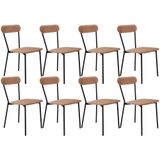 Kit 08 Cadeiras Estofada Para Sala De Jantar Liora Preto C01 Veludo Bege - Lyam Decor