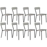 Kit 08 Cadeiras Estofada Para Sala De Jantar Liora Preto C01 Courino Off White - Lyam Decor