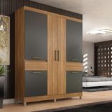 Guarda-roupa Casal 6 Portas 2 Gavetas 160cm Multimóveis Cr35287 Amêndola Grafito Prime