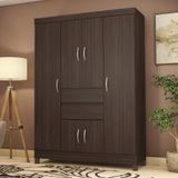 Guarda-roupa Com 6 Portas E 2 Gavetas 128cm Multimóveis Cr35283 Café Touch